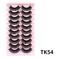 TK54 Russische volume kunstwimpers 10 paar DD-krul op roze basis voor make-up - Zwarte dikke stijl (TK54)
