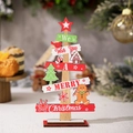 Weihnachtsbaum-Tischdeko aus Holz mit Lebkuchenmann und festlichem rotem Sternen-Akzent - Lebkuchenmann Holz Baum Ornament Stil B