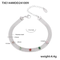 Bracciale in acciaio titanio a rete argentata con zirconi colorati e lunghezza 16+5cm - Bracciale Color Acciaio (TXE144)
