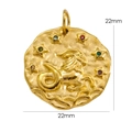 Detalle del colgante Capricornio 22mm en acero inoxidable oro 14K con strass de colores - Capricornio