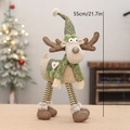 Renna di Natale in tessuto verde con gambe a righe e sciarpa, altezza 55cm - Verde