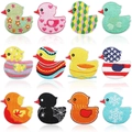 Set mit 12 niedlichen gelben Enten-Stickflicken zur Dekoration von Kinderkleidung - Kreatives Muster Gelbe Ente Kombination