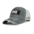 Casquette baseball vintage gris foncé en coton délavé avec patch TIME 1986 et filet - Taille Unique Réglable / Gris