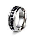 Men's silver stainless steel ring featuring black enamel cross geometric patterns - Black with Silver Gear
