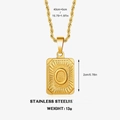 Collier doré en acier inoxydable avec pendentif rectangulaire lettre O et chaîne torsadée - Lettre O