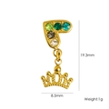 Golden heart earring with colorful gems and crown charm including size dimensions - Multicolor Heart Crown Charm (YTE2411008-6)