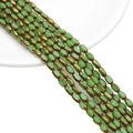 Oval grass green faceted crystal beads with golden metal edges for DIY jewelry making - Approx 25pcs/Strand / 4x6MM / Solid Green