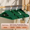 Set of 10 thick non-slip dark green hangers with seamless wide shoulder design - Dark Green (Thickened 55g)