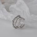 Three-piece silver minimalist ear cuff set featuring twisted, smooth, and paved zircon styles - Single Piece / White Gold