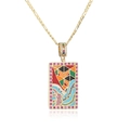 Dettaglio della collana placcata oro 18 carati con ciondolo in smalto pittura a olio - Stile 21930-Smalto Astratto Multicolore