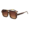 Gafas de sol de carey con diseño de doble puente y lentes degradadas marrones - Montura de Carey Lentes Degradadas Marrones