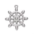 Silver marine rudder charm pendant in stainless steel for DIY jewelry making and bracelets - Steel 552# Ship Helm / 21*24mm