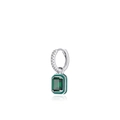 Eleganter s925 Silber-Ohrring mit funkelndem Zirkon und grünem Smaragd-Rechteck-Anhänger - Grün