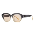 Square retro sunglasses with gradient grey-to-amber frame and light brown lenses - Black Tea Gradient Frame Tea Lens