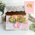 3D pop-up flower card with pink sunflowers and lilies, handmade Mother's Day gift - Pink Sun Lily Vase Series