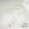 Collana angelo d'oro con ciondolo a farfalla in madreperla ovale su catena a sfere - Collana Farfalla Madreperla 11937