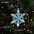 Blue glitter snowflake Christmas ornament with silver string for tree decoration - Snowflake Style