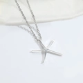 Collana minimalista con ciondolo a stella marina in argento e catena lucida per donna - Ciondolo Stella Marina Argento Con Catena a O