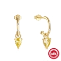Élégantes créoles en argent 925 doré avec pendentifs goutte en zircone jaune brillant - Argent 925 / Or - Zircone Jaune