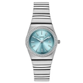 Reloj de lujo GEDI para mujer con esfera degradada azul y correa de acero plateado - Caja Plateada Esfera Azul