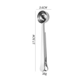 Silver stainless steel measuring spoon with built-in bag clip for coffee or snacks - Measuring Spoon Clip-Silver