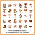 Bos paddestoel thema stickerpakket met 60 stuks creatieve vintage plantontwerpen - Bospaddestoelen