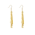 Exaggerated multi-layer gold geometric drop earrings with hollow metal disc fringe detail - Rectangle / Gold