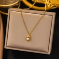 Elegant gold titanium necklace featuring a lava-inspired metal design with white pearl pendant - French Irregular Pearl (BJGN0348)