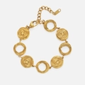 18k gold plated titanium steel bracelet with alternating solid and hollow spiral rings - 18+5cm