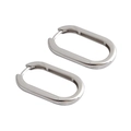 Minimalist silver oval U-shaped hoop earrings with a sleek metallic polished finish - Geometric U-Shaped Hoop - White Gold