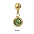 Detail of August birthstone charm with green faceted gem and polished gold finish - Gold - August