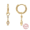 Orecchini a cerchio dorati in argento S925 con cristallo marquise e pendenti perla - Oro Zirconia Trasparente Marquise