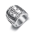 Vintage stainless steel ring for men featuring poker ace and Texas Hold'em design - US 7 / Steel Color (03404)
