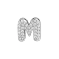 Mini silver bubble M letter pendant with pavé sparkling crystals for DIY bracelets - Letter M / Silver