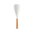 White silicone rice spoon with ergonomic wooden handle and hanging hole feature - Duckbill Spatula