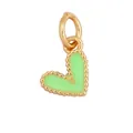 Golden copper heart pendant with light green enamel and beaded edge detailing - Green Beaded Heart-L282992