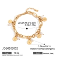 Pulsera de cadena de acero inoxidable oro 18k con perlas y colgante de moneda - Estilo de Costura de Perlas con Cadena de Acero Inoxidable (JDB0103002)