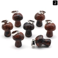 Mini mushroom pendants crafted from red-brown spotted natural stone with metal clasps - Gold Swan Stone (1pc)