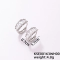 Minimalistische silberne Kupfer-Creolen mit eckigen Zirkonia-Steinen für Damen Mode - KSE00163WH00 / Silber & Weiß