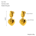 Elegante, 18 Karat vergoldete Herzohrringe aus Edelstahl für Damen in Gold-Finish - Polierte Herz-Stil (ZG1393)