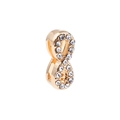 Golden figure-eight metal bead with clear crystals for DIY jewelry bracelet - Infinity Style / Rectangular Hole 10*2mm / Gold