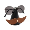 Support à lunettes créatif en cuir avec moustache et socle conique noir élégant - Noir + Moustache Brun Foncé