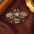 Broche de Abeja Cristal Vintage Alfiler Estrás Insecto Accesorios Moda Mujer - Pequeña Abeja Barroca Multi-Strass / Champán