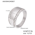 Anello a fascia larga in acciaio al titanio argento con diamanti cechi, 1,2 cm - US 6 / Color Acciaio
