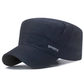 Berretto sportivo grigio scuro tagliato al laser con tessuto mesh e ricamo laterale - Regolabile / Blu navy