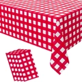 Detalle de mantel impermeable a cuadros rojos y blancos con servilletas a juego - Cuadros Rojo Blanco
