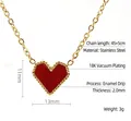 Detailansicht des Herzanhängers mit 18k Vergoldung, roter Emaille und Produktabmessungen - 18K Gold / Rotes Herz Stil (ZN340G)