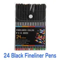 Lot de 24 stylos feutres de couleur avec corps noir de 0,4 mm en pochette claire - Corps Noir 24 Couleurs