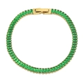 18K vergoldetes Edelstahl-Tennisarmband mit grünen Kristallen im Smaragdschliff - Grün