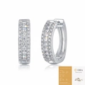 S925 sterling silver double row moissanite hoop earrings with GRA certificate - E13353 Moissanite 1.5mm*76pcs with GRA